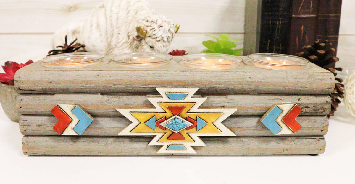 Southwest Aztec Indian Vector Diamonds Arrows Tea Light Votive Candles Holder