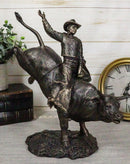 Ebros Rodeo American Cowboy on Bull Resin Figurine-Bronze Finish Resin 10.5"H - Ebros Gift