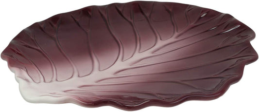 Ebros 12"W Ceramic Red Lettuce Shaped Serving Plate or Dish Platter (1 PC) - Ebros Gift