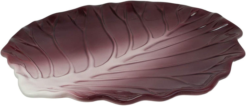 Ebros 12"W Ceramic Red Lettuce Shaped Serving Plate or Dish Platter (SET OF 3) - Ebros Gift