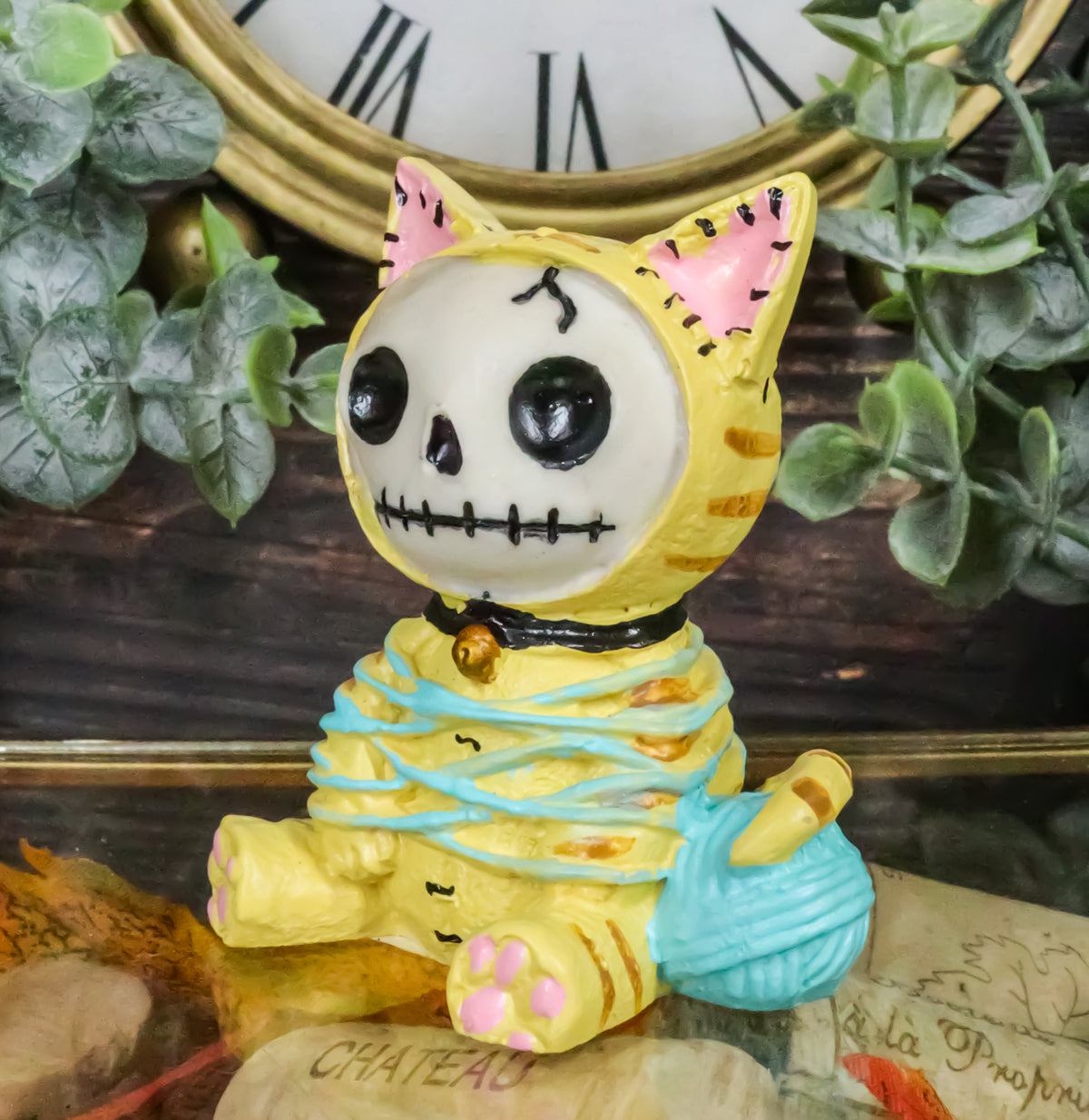 Furrybones Tabby Mao Mao Entangled With Yarn Kitty Cat Skeleton Figurine 2.5"H