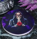 Gothic Tribal Tattoo Scrollwork Morbid Skulls With Grim Reaper Rose Coaster Set