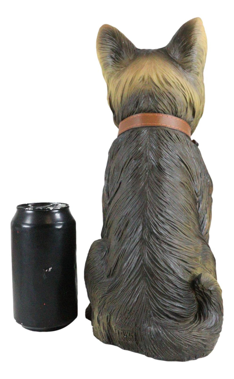 Ebros Gift Yorkie Dog with Double Sided Sign Indoor/Outdoor Statue