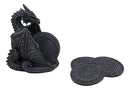 Ebros Gift Gothic Winged Guardian Dragon with Celtic Knotwork Coaster Set Figurine Holder with 6 Round Coasters 6.25" Tall Dungeons and Dragons Mythical Fantasy Flying Beast