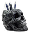 Ebros Gift Tribal Tattoo Floral Skull Pen Holder Figurine 5.75"L Office Decor