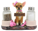 Ebros Gift Hot & Spicy Glamour Pink Girl Chihuahua Dog Glass Salt Pepper Shakers Holder Figurine Teacup Female Chihuahua Decor