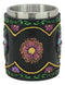 Gothic Black Day of The Dead Sugar Skull Mug Silhouette In Bright Floral Colors