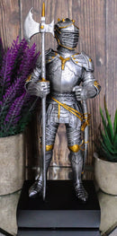 Silver & Gold Italian Knight Figurine 9"H Medieval Suit Of Armor Battle Axeman