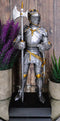 Silver & Gold Italian Knight Figurine 9"H Medieval Suit Of Armor Battle Axeman