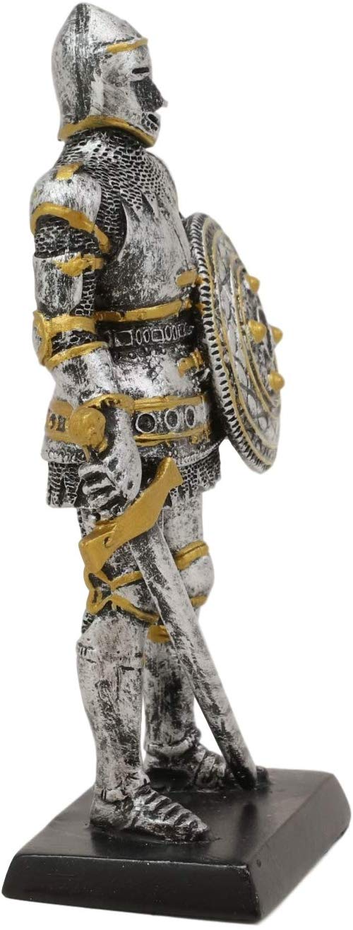 Ebros Royal Knight with Dagger Sword and Round Shield Miniature Figurine 5" H