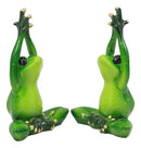 Meditating Twin Yoga Frogs In Lotus Pose Statue Buddha Frogs Pair Set 5.25"Tall