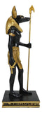Egyptian God Anubis With Staff and Ankh Standing On Hieroglyphic Base Figurine