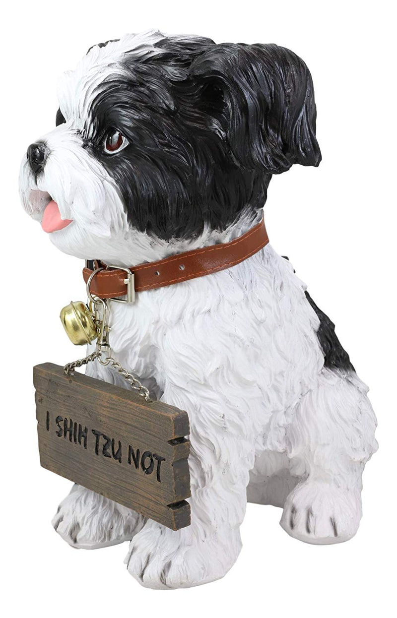 Ebros Shih Tzu Dog Statue With Jingle Collar Welcome Greeting Sign 11.25"Tall