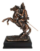 Indian Tribal Hero Warrior Chief On A Rearing Horse Statue With Trophy Base