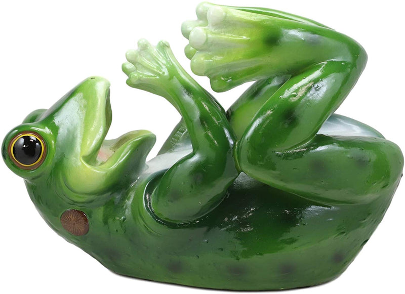 Ebros Rainforest Green Tree Frog Wine Bottle Holder Caddy Figurine 10.25" Long