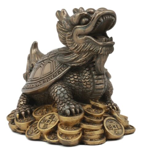 Feng Shui Celestial Black Dragon Turtle Statue Charm For Protection and Wealth