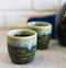 Ebros Japanese Glazed Earthenware 10oz Sandy Earth Art Sake Flask W/  Four Cups