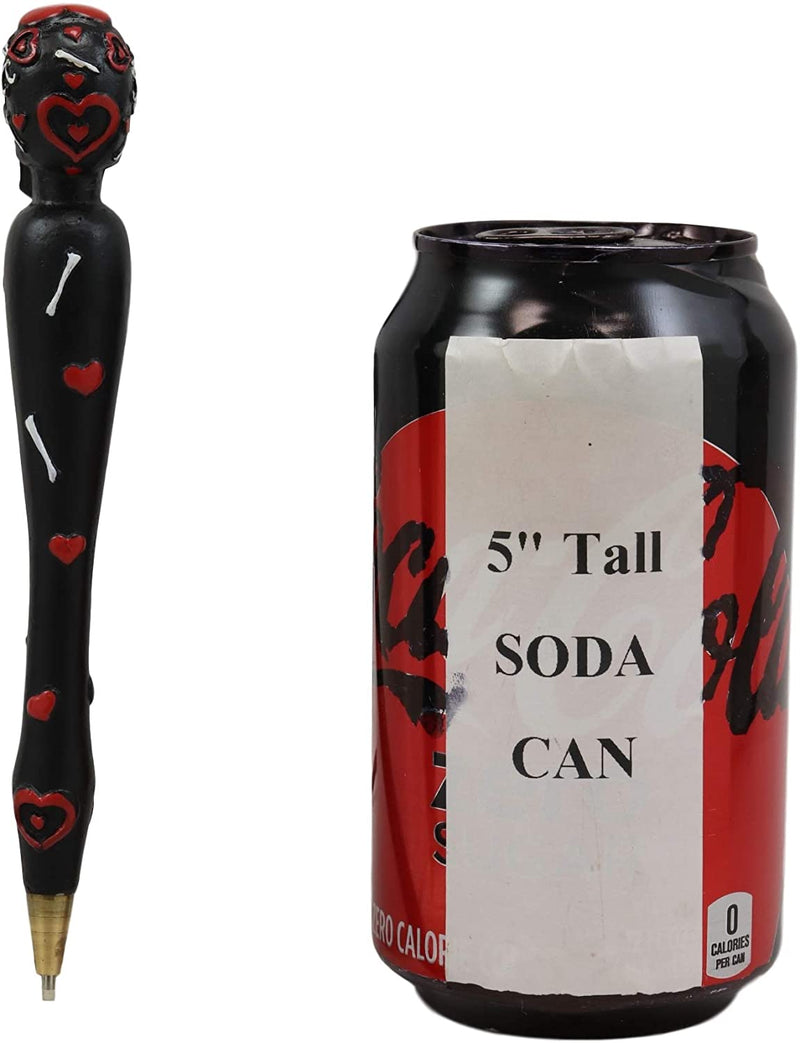 Set Of Two Black Dias De Los Muertos Day Of The Dead Sugar Skull Stationery Pen