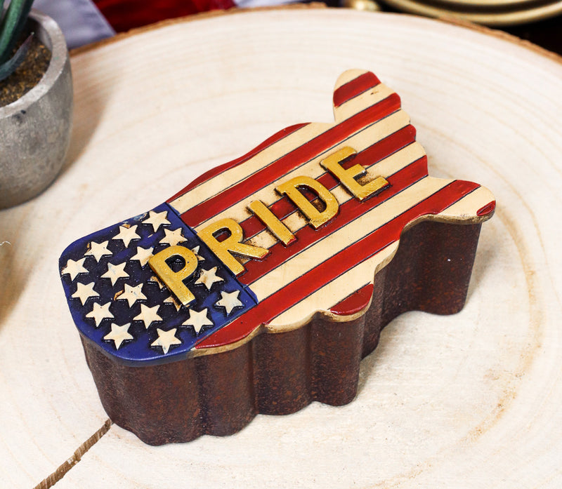 Western Country Patriotic US American Flag Map Memorial Decorative Jewelry Box