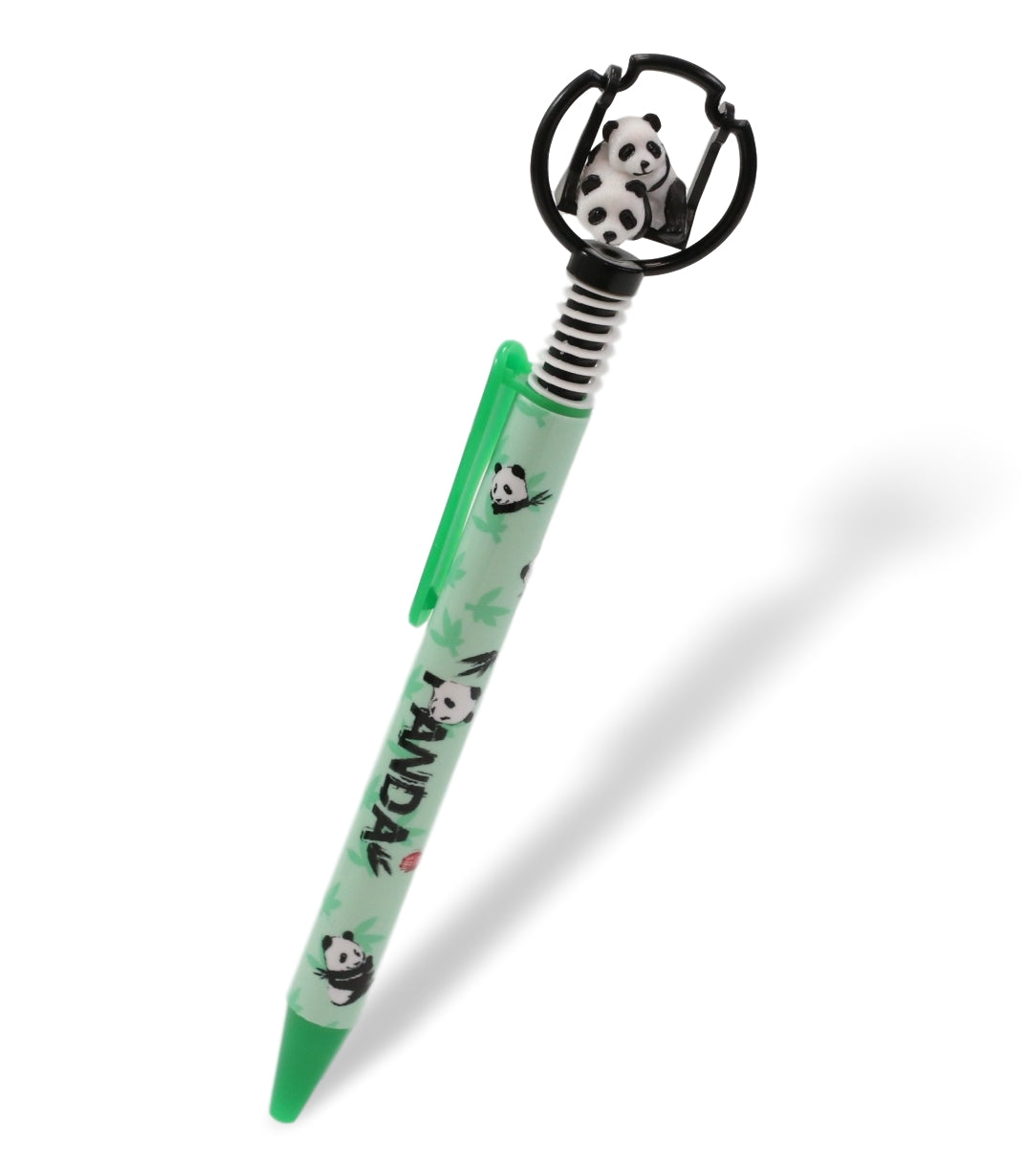 Pack Of 24 Panda Bear Cubs On Swing Green Ballpoint Ball Black Ink Pens W/ Base - Ebros Gift