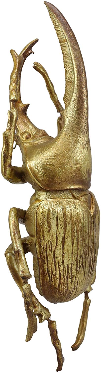 Ebros Large Gold Leaf Resin Modern Chic Exotic Beetle Wall Sculpture Or Table Decoration Museum Gallery Taxidermy Model Figurine Accent (Hercules)