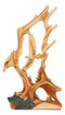 Ebros Rustic Faux Wood Carving Design Wildlife American Bald Eagle Landing Statue Wings of Glory Eagles As USA Patriotic Decor Sculpture for 4th of July Independence Day Figurine