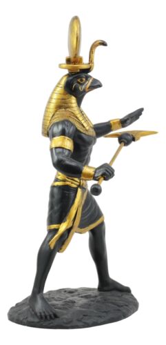 Egyptian God Horus Ra With Sun And Uraeus Disc Statue Deity of Sun War And Sky