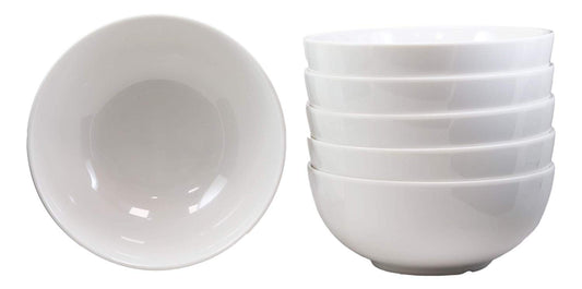 Ebros Pack Of 6 Large Contemporary Round White Jade Ramen Pho Vegetable Bowls - Ebros Gift