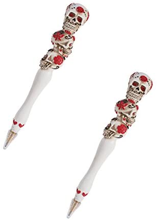 Ebros Day Of The Dead Sugar Skull Pen Set of 3 Writing Pens (Hearts And Roses)