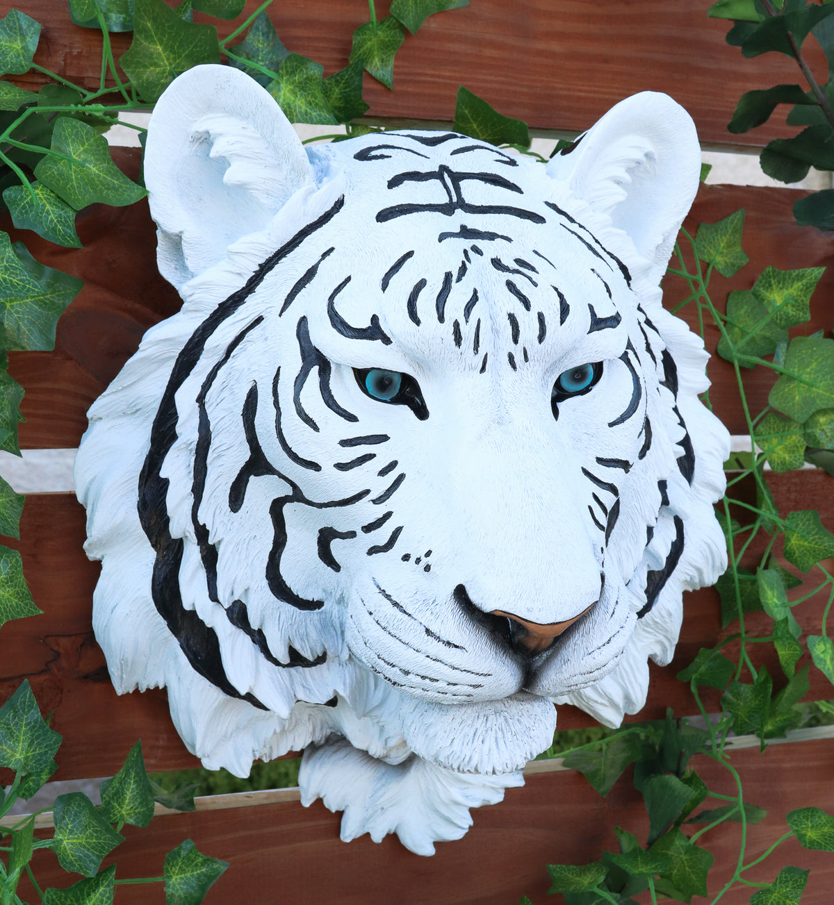 Rare Blue Eyed White Tiger Wall Bust Sculpture Blue Ice Predator Forest Figurine - Ebros Gift