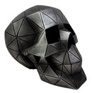 Cyborg Geometric Vector Matrix Polygon Silver Skull Decorative Figurine 6.75"L