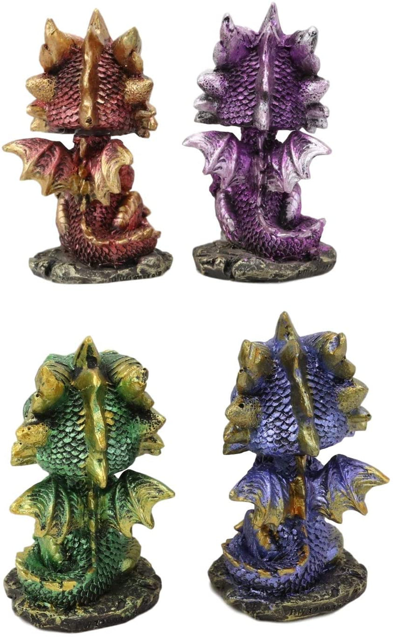 Ebros Gift Set of 4 Whimsical Wyrmling Baby Dragons Bobblehead Small Figurines