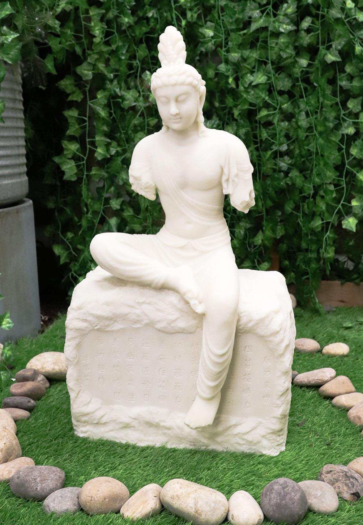 Ebros 24"H Large Armless Goddess of Compassion Kuan Yin Sitting On Mantra Rock Statue - Ebros Gift