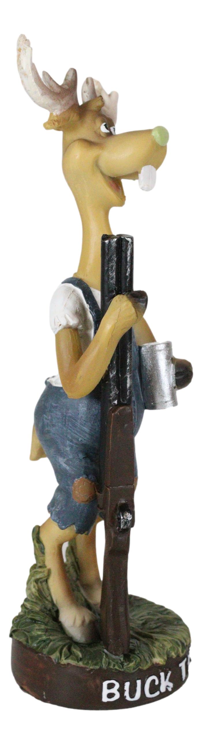 Hunting Hillbilly Buck Teeth Deer with Shotgun Rifle and Moonshine Cup Figurine - Ebros Gift