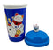 Ebros Gift Lucky Cat Maneki Neko Ceramic Tall Drink Mug Cup With Silicone Lid (Blue)