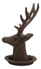 Ebros Cast Iron Western Rustic Elk Deer Stag Head With Antlers Jewelry Tree Holder Hooks Stand Dish Figurine 7.5" Tall Cabin Lodge Country Home Decorative