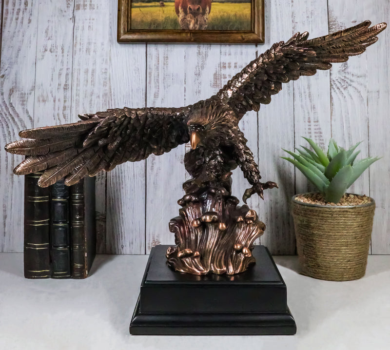 American Bald Eagle Swooping Towards Water Bronze Electroplated Resin Figurine