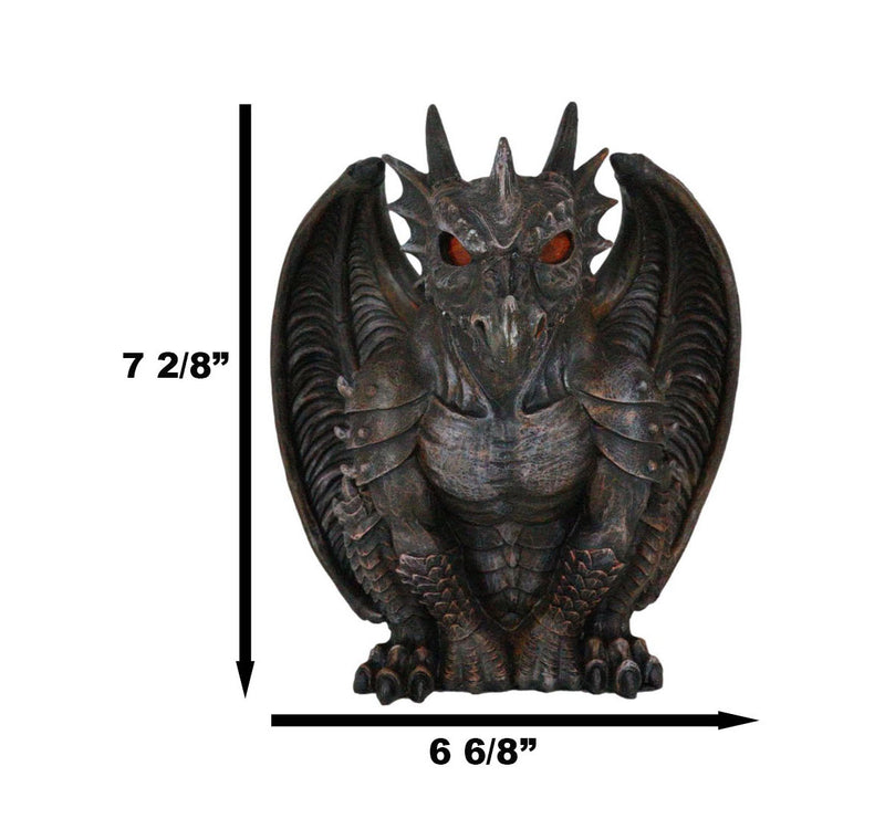 Gothic Winged Dragon Guard Gargoyle With Translucent Eyes Candle Holder Figurine