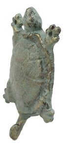 Ebros Gift 5.25" Tall Nautical Ocean Sea Turtle Cast Iron Rustic Vintage Green Verdigris Finish Wall Coat Hook Tortoise Turtles Coastal Beach Decorative Accent Hooks for Keys Leashes Hats (4)