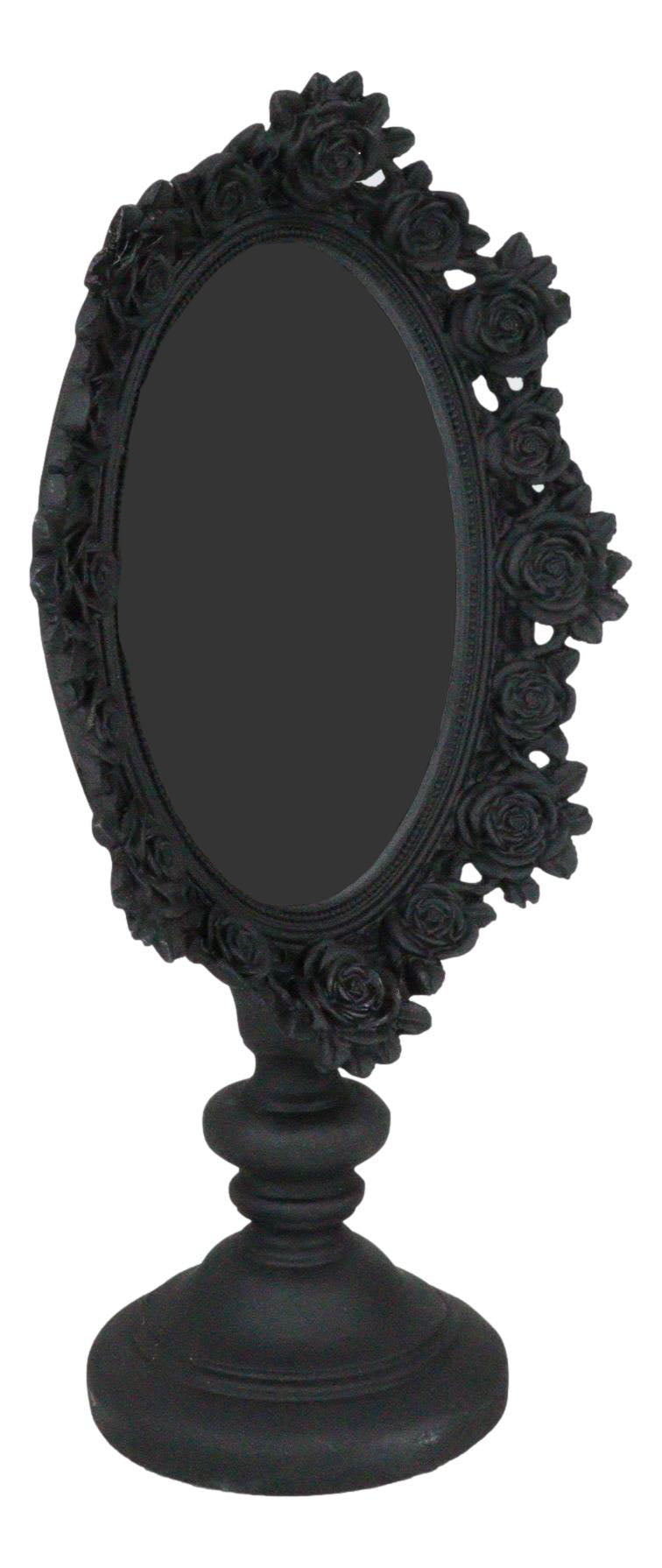 Victorian Black Gothic Roses Floral Vanity Dresser Desktop Table Mirror Decor
