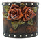 Rustic Western Faux Leather 3D Roses Tumbler Cup Soap Dish Toothbrush Holder Set