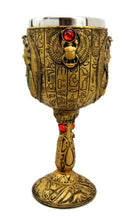Ancient Egyptian Pharaoh King Tut With Scarab Beetle Amulet Wine Goblet Chalice