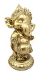 Hindu Elephant God Ritual Dancing Ganesha With Mridangam Drum Golden Statue 6"H