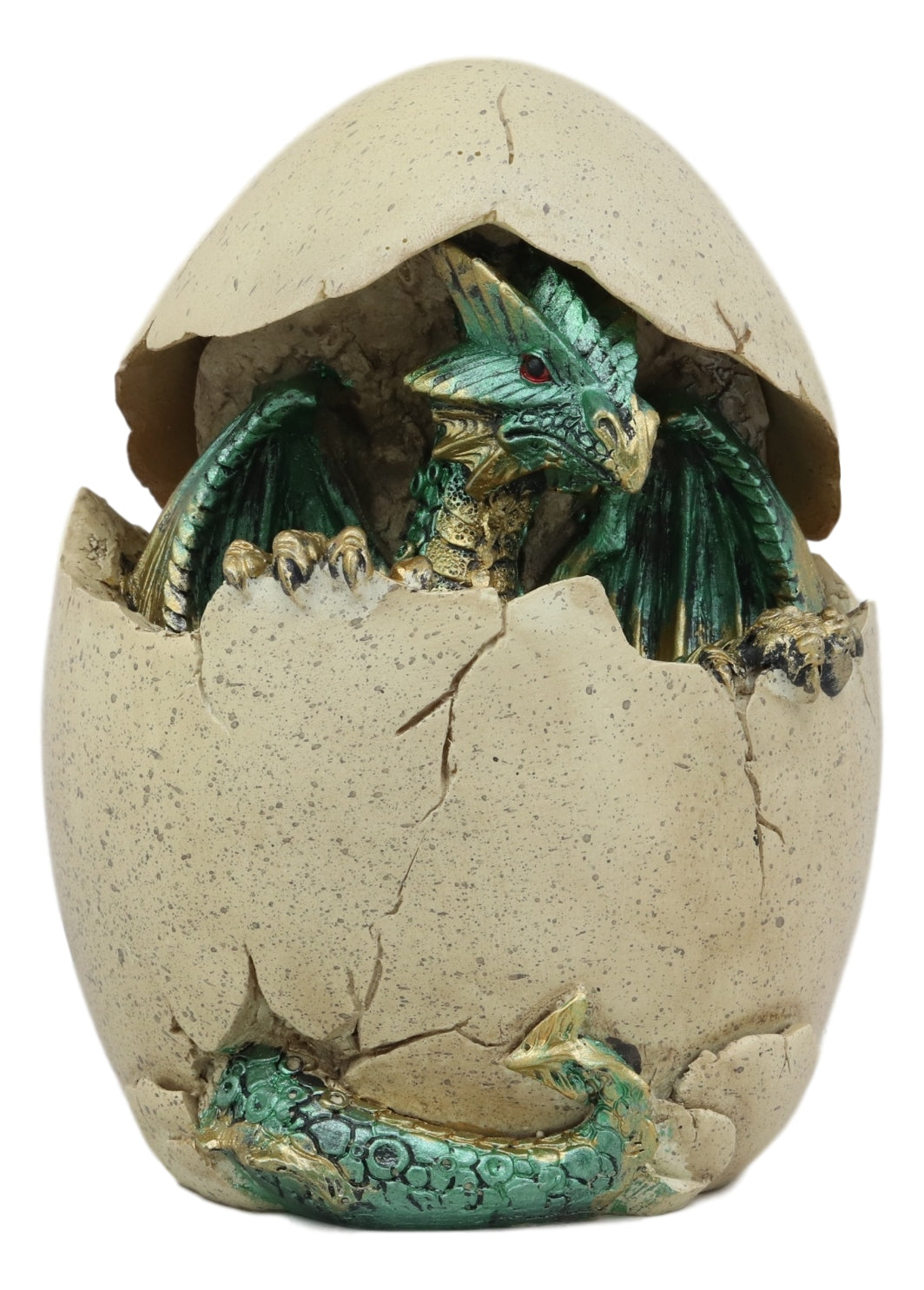 Emerging Green Dragon Egg Hatchling With Colorful LED Night Light Figurine Decor - Ebros Gift