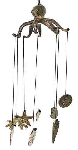 Ebros Gift Aluminum Coastal Sea Giant Octopus Kraken Resonant Relaxing Wind Chime Patio Garden Decor - Ebros Gift