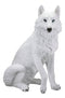 Ebros Large Artemis Wildlife Sitting Alpha Albino Ghost White Wolf Statue 20.5"H