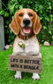 Ebros Lifelike Realistic Beagle Dog Welcome Greeter Statue 12" Tall Hound Dog Breed Collectible Decor Figurine with Jingle Collar Greeting Signs