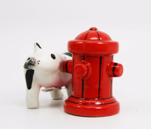 Ebros Peeing Dalmatian & Fire Hydrant Ceramic Salt Pepper Shaker Magnetic Set Figurine