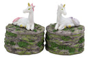 Ebros Pastel Blue And Pink Unicorns Sitting On Stone Garden Jewelry Box Figurines Set