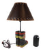 American Hero Fire Fighters Fireman Boots Desktop Table Lamp With Laced Shade